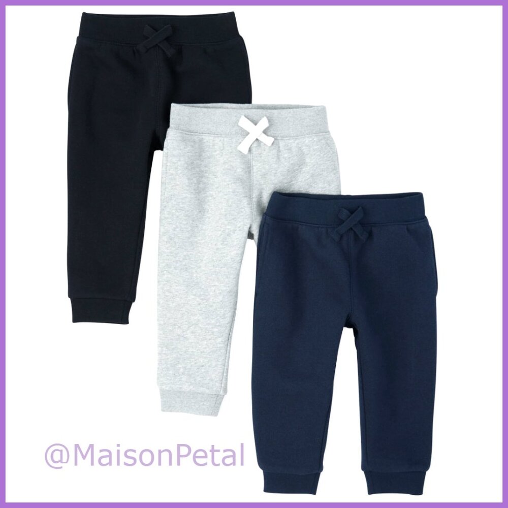 Fleece Jogger Pants 2 Pack, Pull On Closure, Machine Washable